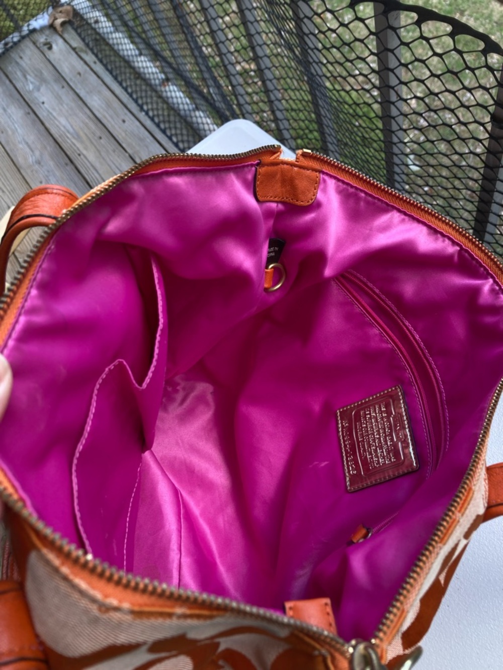 Coach Poppy Orange Signature Print Large Zipper Top Tote Bag 2009 KO994 13826 - Picture 13 of 17